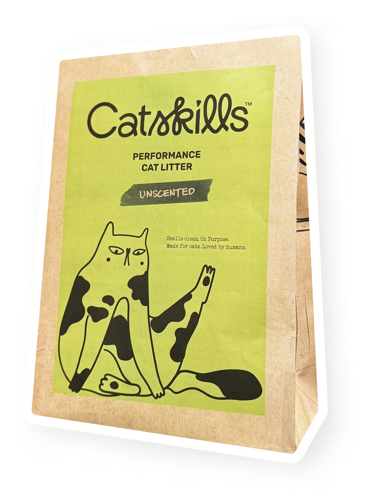 Cat'sbills Performance Cat Litter Unscented bag with illustrated cat on a soft green background